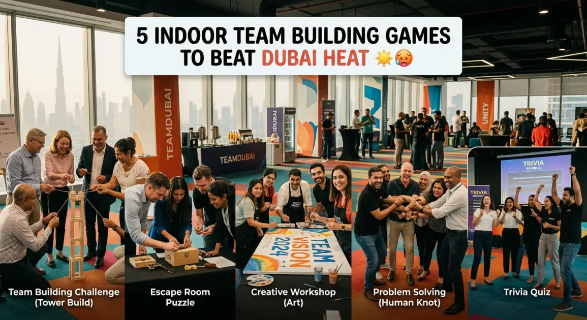 5 Indoor Team Building Games to Beat Dubai Heat 🥵 illustration