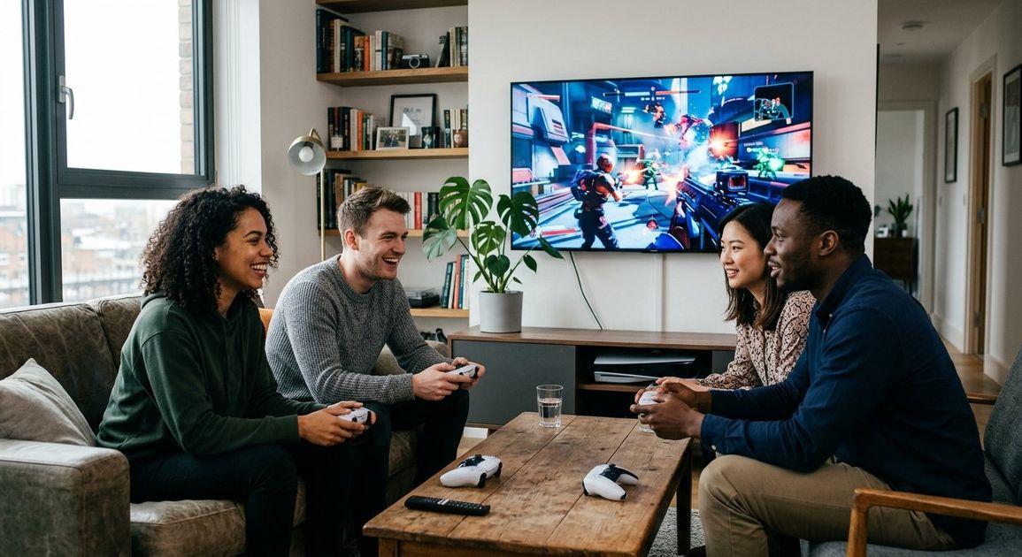 A high quality, photorealistic photograph for a business profile: Top PS5 Multiplayer Games to Play